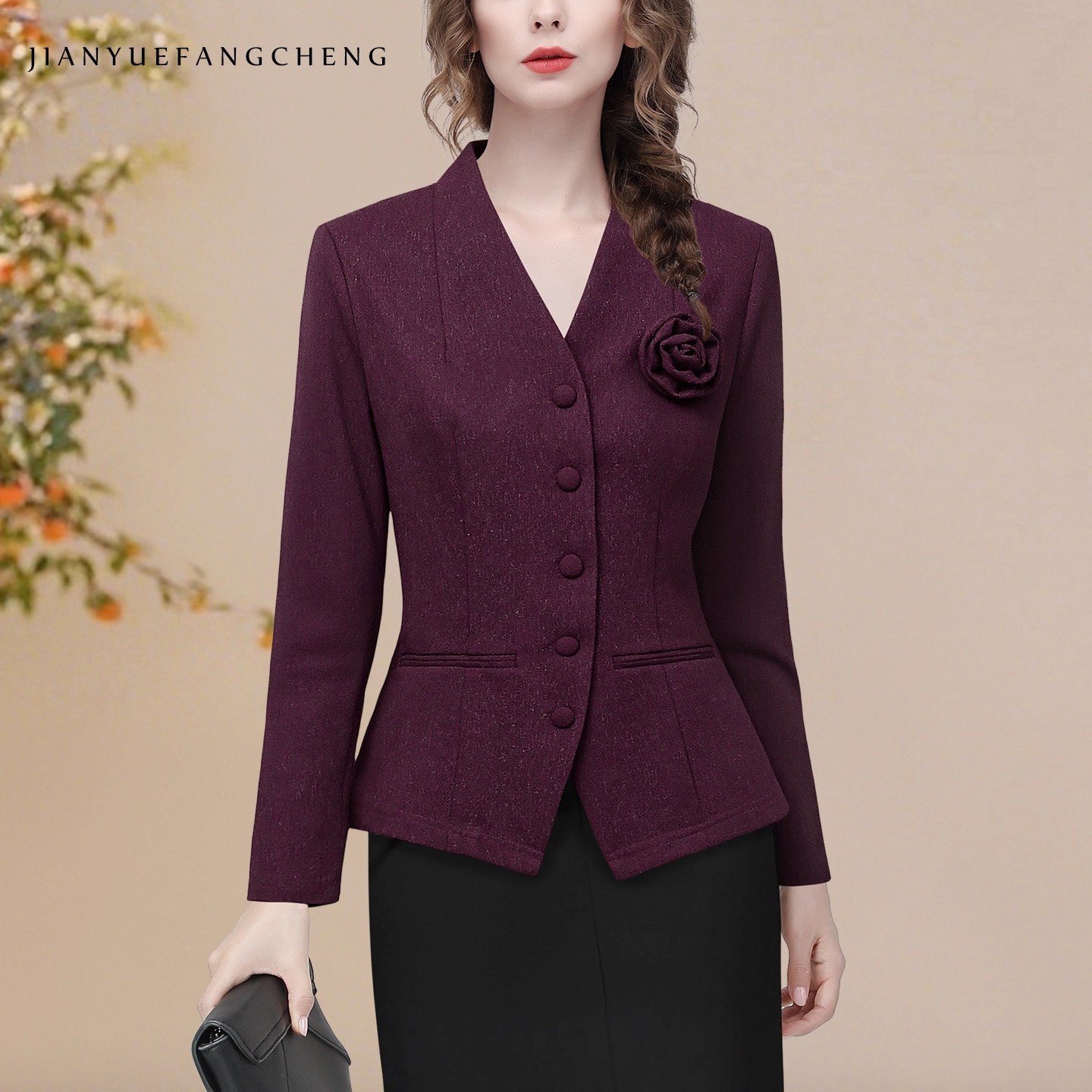 Womens Blazer - Vintage Women's Purple V-neck Knitted Blazer