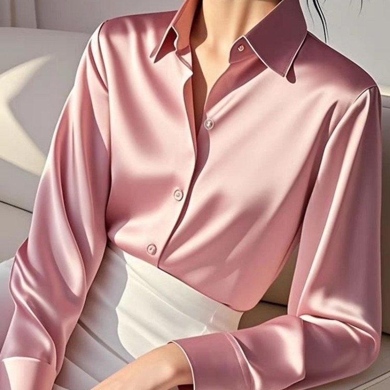 Women Satin Long‑Sleeve Blouse - огляд і ціна Silk Blouse