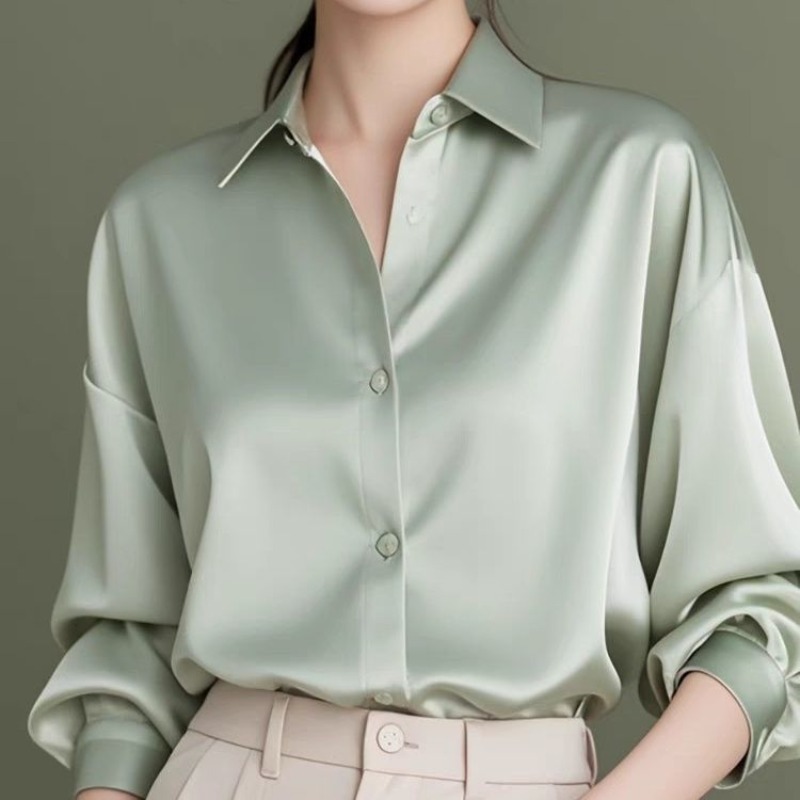 Women Satin Long‑Sleeve Blouse - огляд і ціна Silk Blouse
