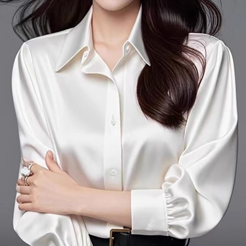 Women Satin Long‑Sleeve Blouse - огляд і ціна Silk Blouse