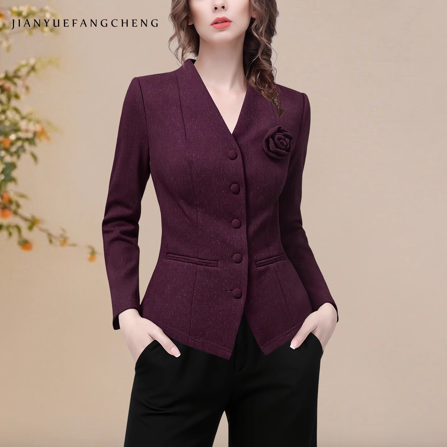 Vintage Women's Purple V-neck  - огляд і ціна Womens Blazer